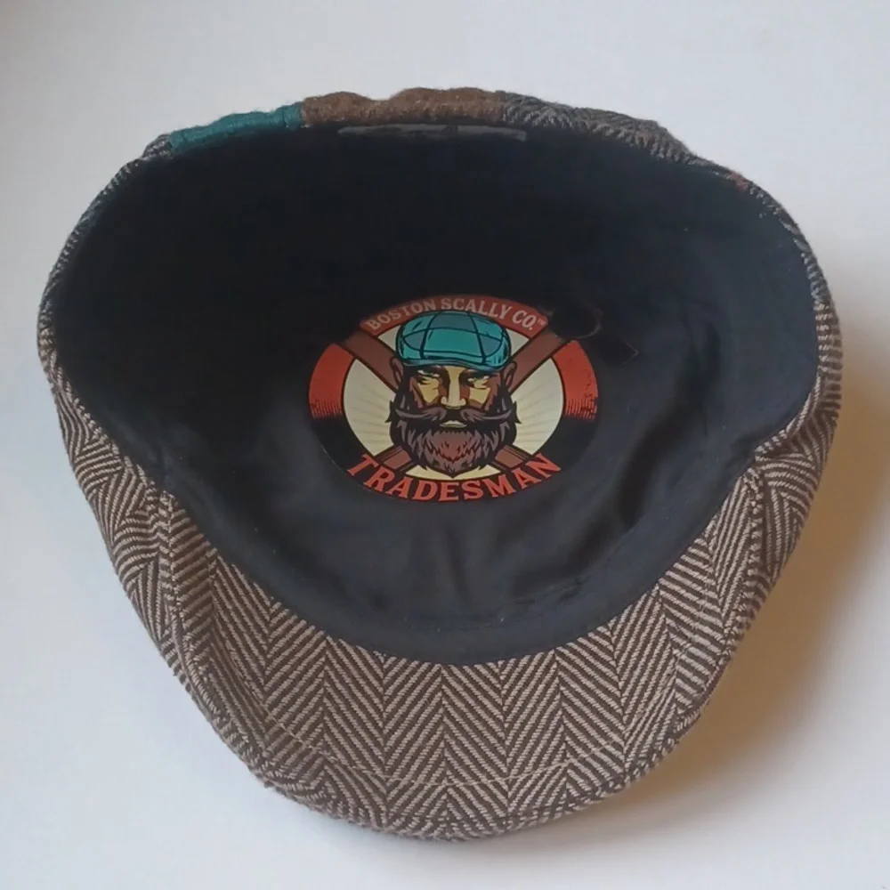 Patchwork Tweed Flat Cap - Green and Brown
